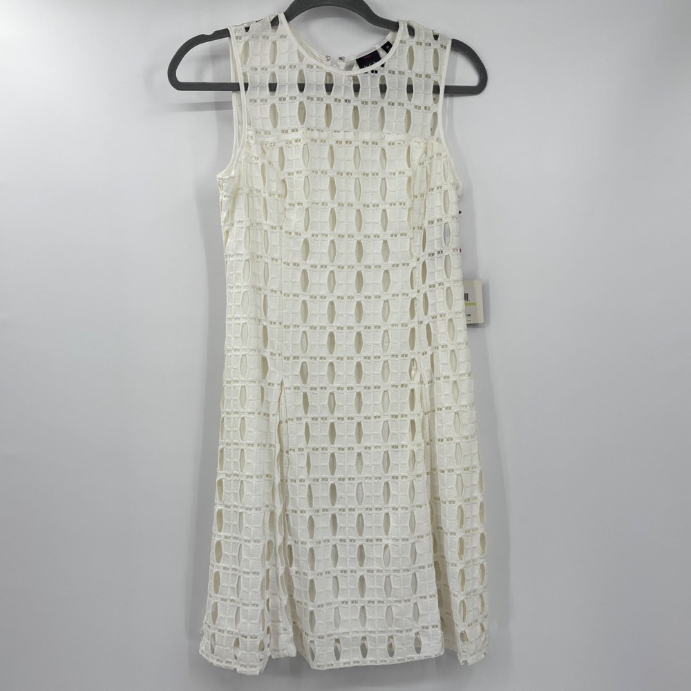 Rafaella White Geometric Cutout Sleeveless Shift Dress Graduation Womens 4P NEW